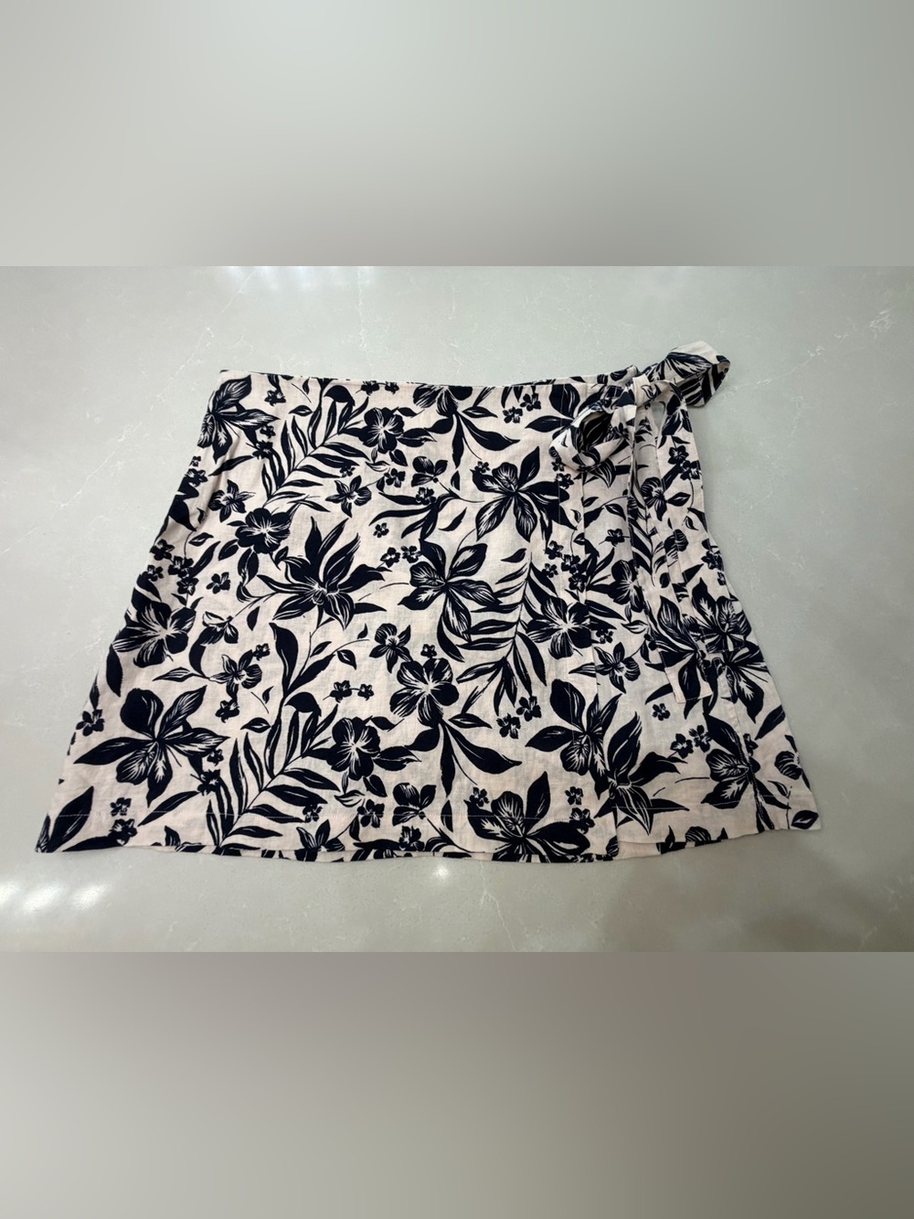 Faherty Lagos Linen Blend Wrap Skirt Neutral Hawaiian Size L
